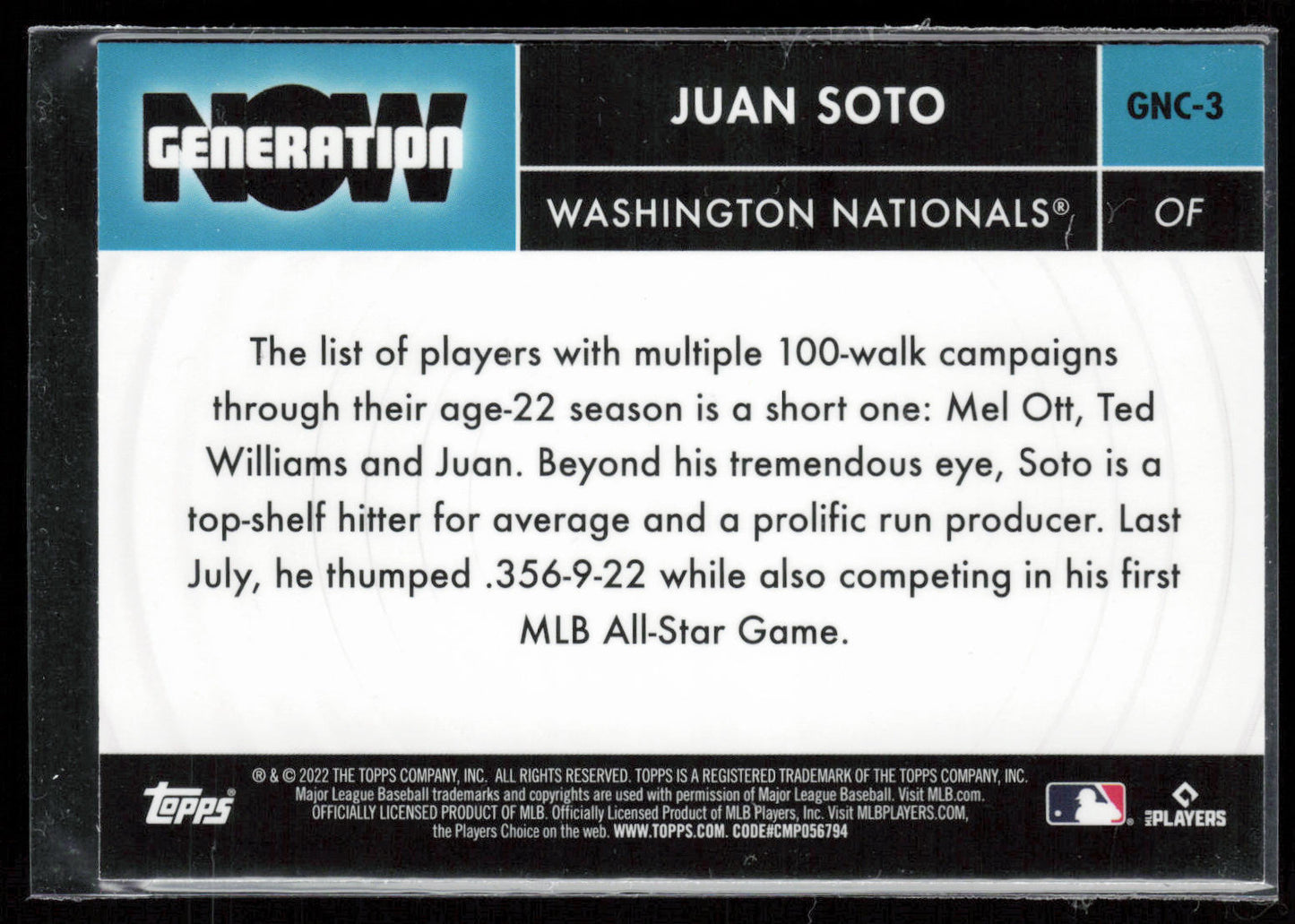 2022 Topps #GNC-3 Juan Soto Generation Now