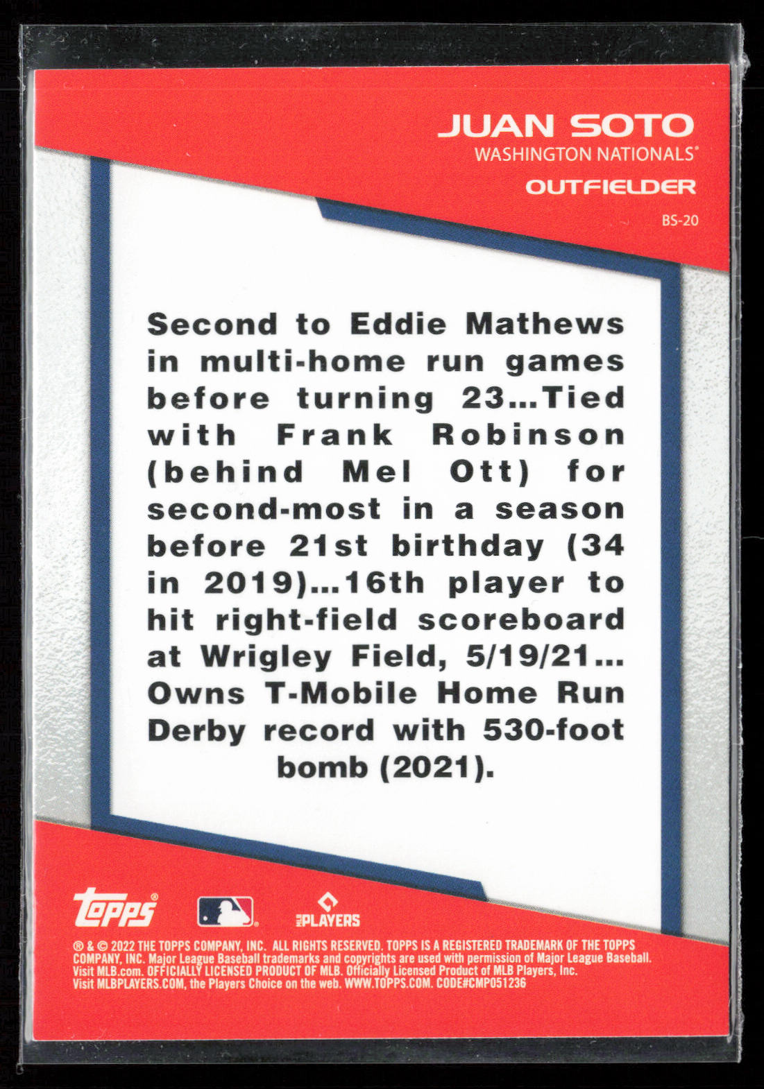 2022 Topps Opening Day #BS-20 Juan Soto Bomb Squad