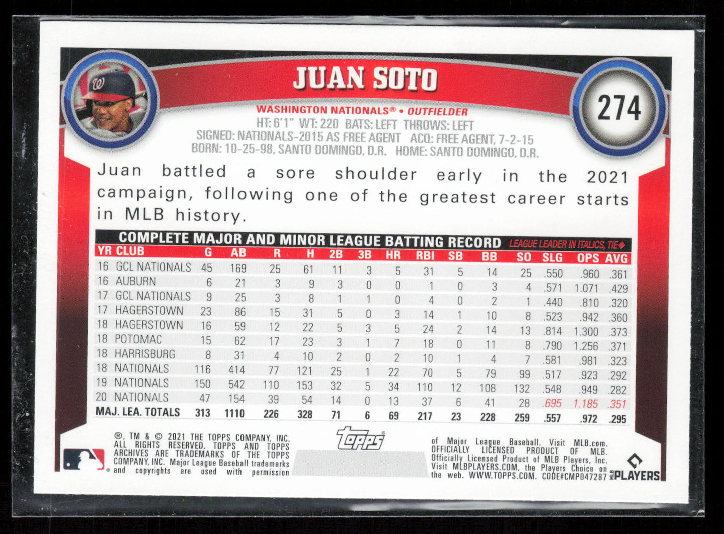 2021 Topps Archives #274 Juan Soto