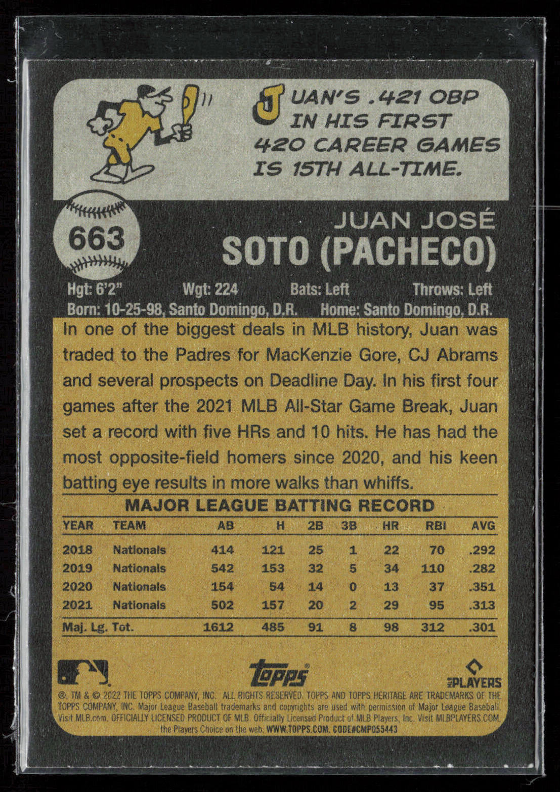 2022 Topps Heritage #663 Juan Soto