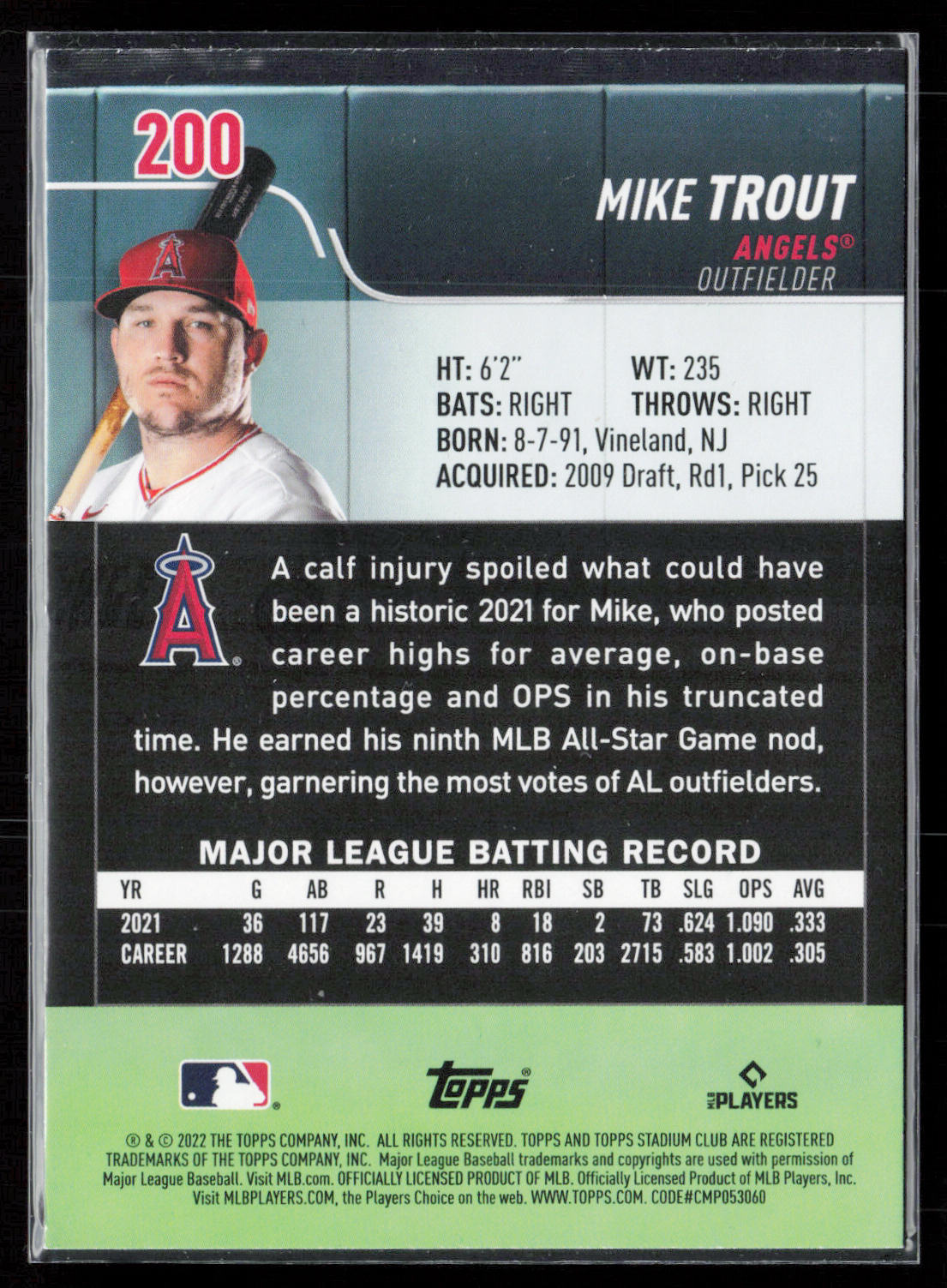 2022 Stadium Club #200 Mike Trout