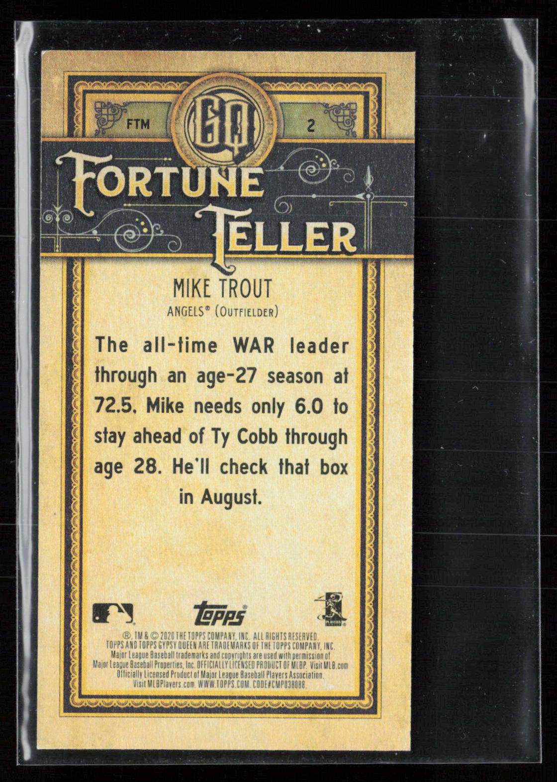 2020 Topps Gypsy Queen #FTM-2 Mike Trout Fortune Teller Minis