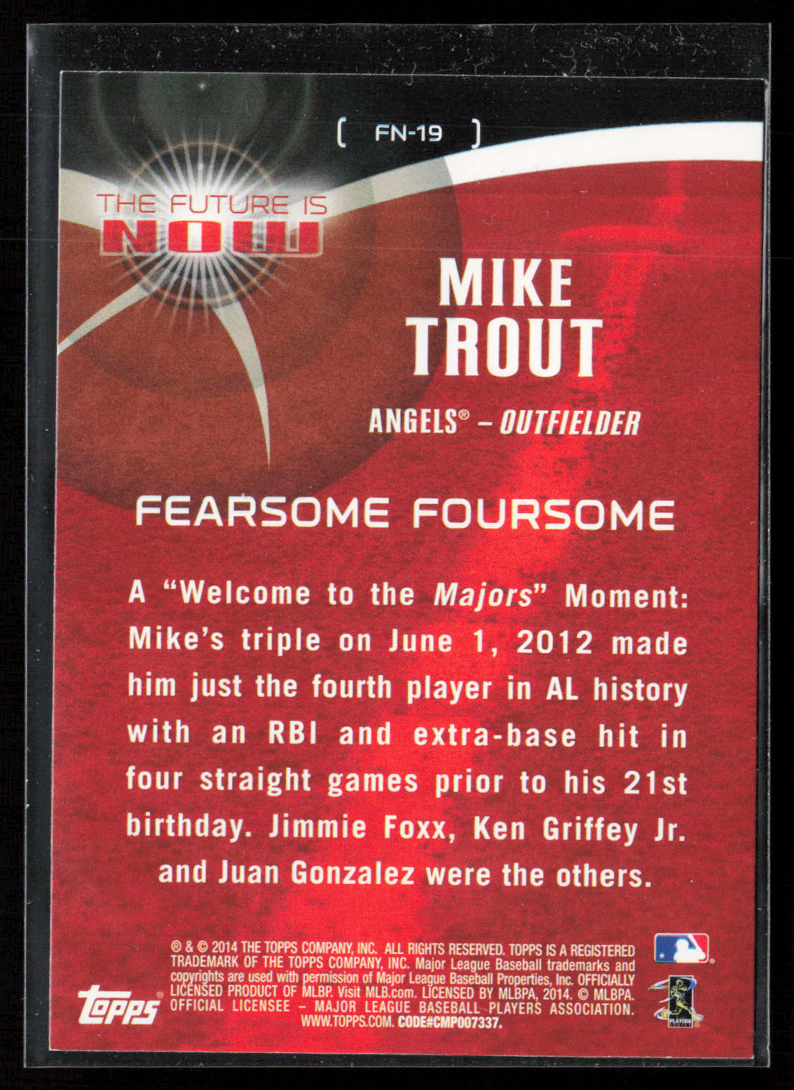 2014 Topps #FN-19 Mike Trout The Future is Now