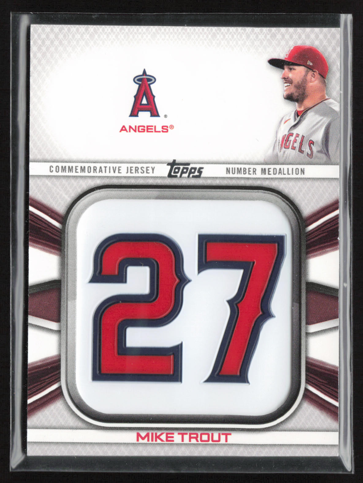 2022 Topps #JNM-MT Mike Trout Jersey Number Medallion Card