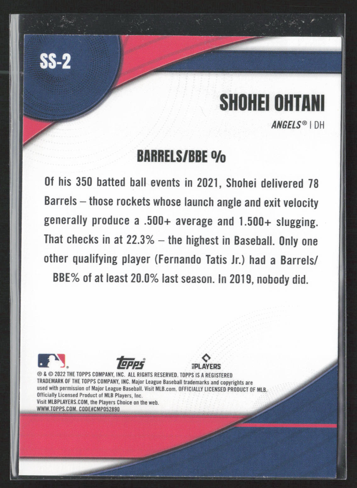 2022 Topps #SS-2 Shohei Ohtani Significant Statistics Blue