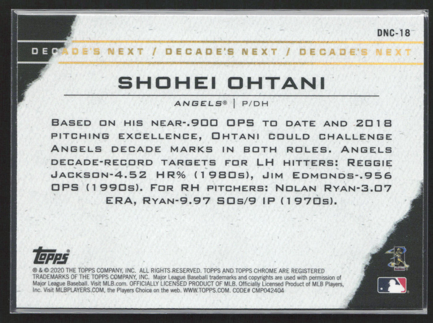 2020 Topps #DN-23 Shohei Ohtani Decade's Next