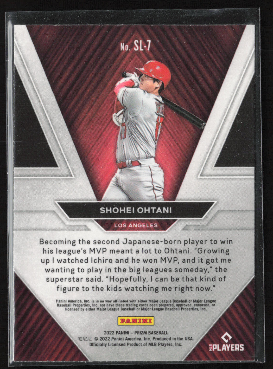 2022 Panini Prizm #SL-7 Shohei Ohtani Sluggers