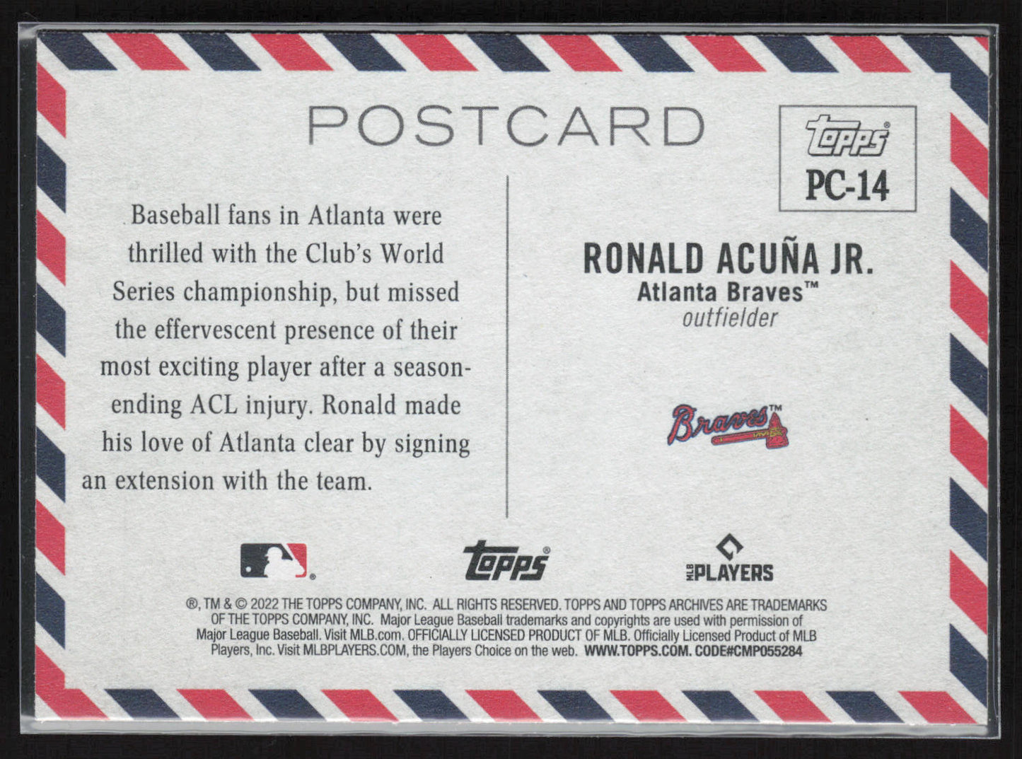 2022 Topps Archives #PC-14 Ronald Acuña Jr. Topps Postcards
