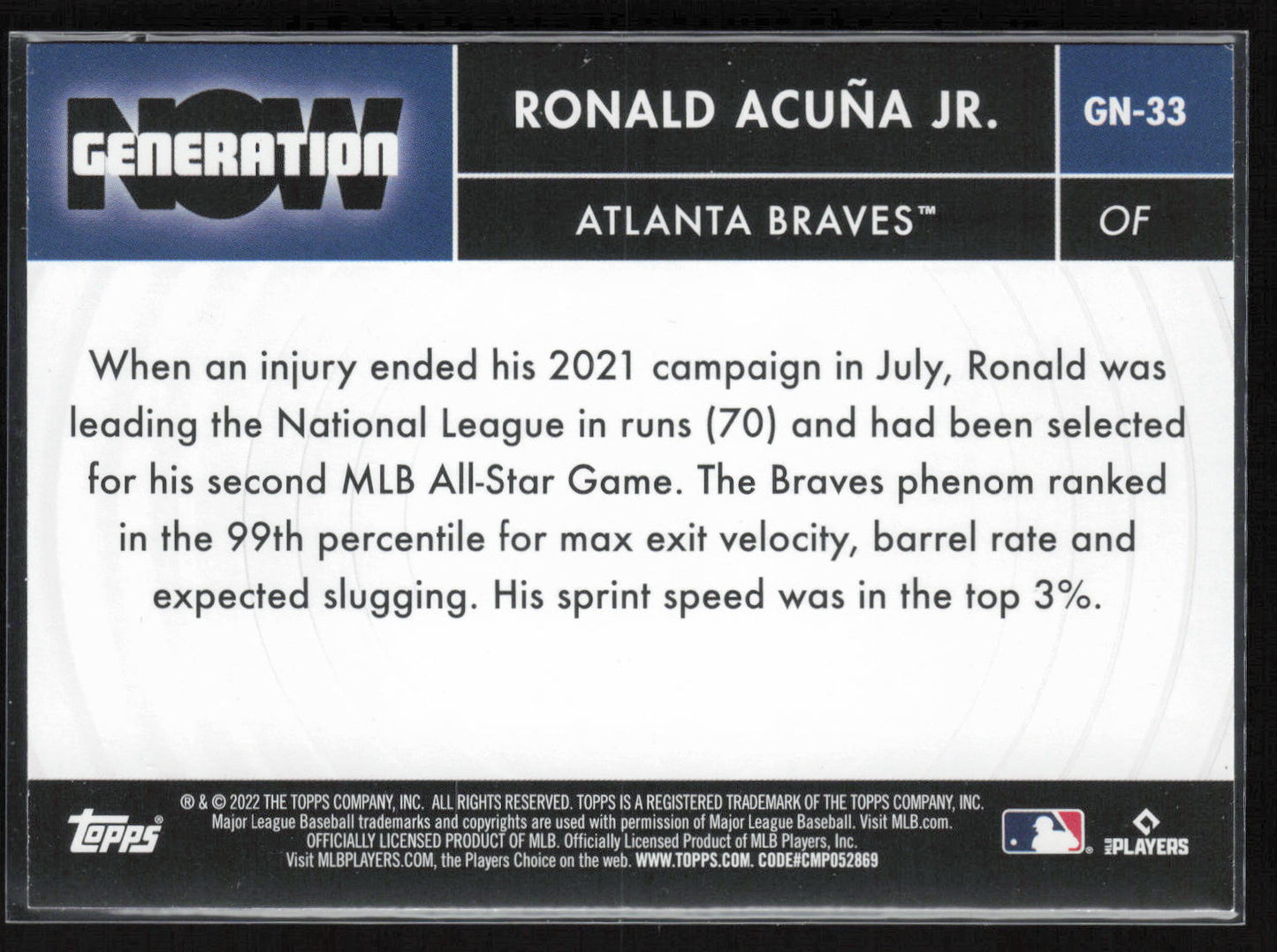 2022 Topps #GN-33 Ronald Acuña Jr. Generation Now