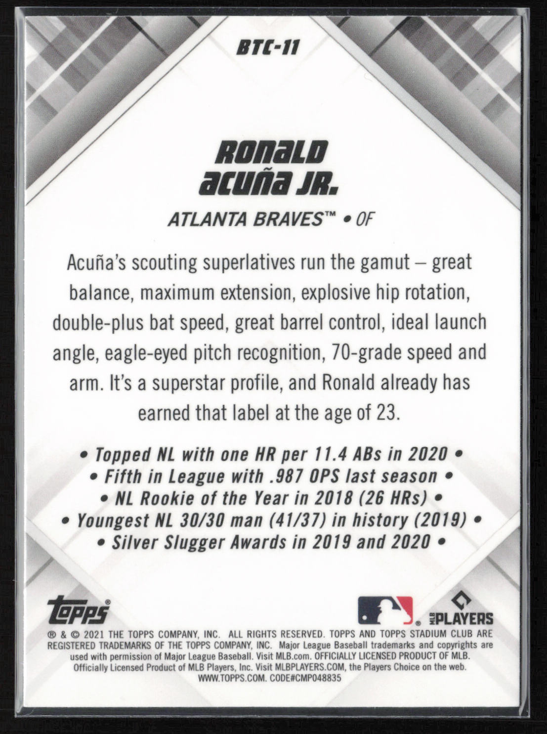 2021 Stadium Club Chrome #BTC-11 Ronald Acuña Jr. Beam Team
