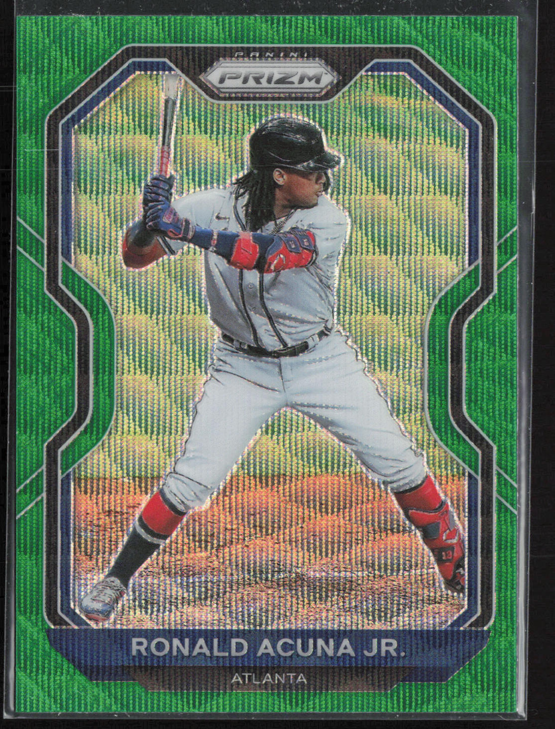 2021 Panini Prizm #7 Ronald Acuña Jr. Green Wave Prizm