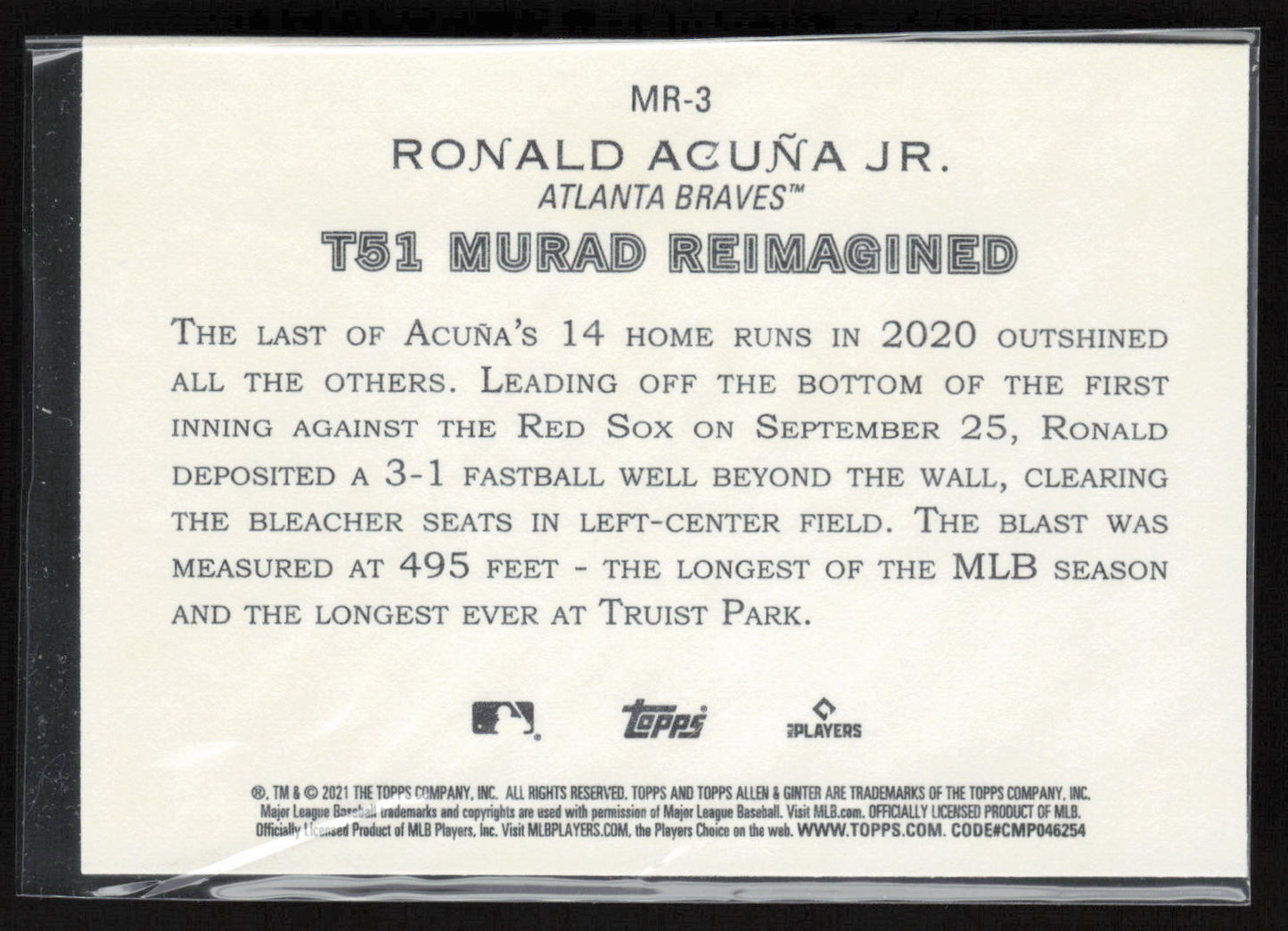 2021 Topps Allen & Ginter #MR-3 Ronald Acuña Jr. T51 MURAD Reimagined