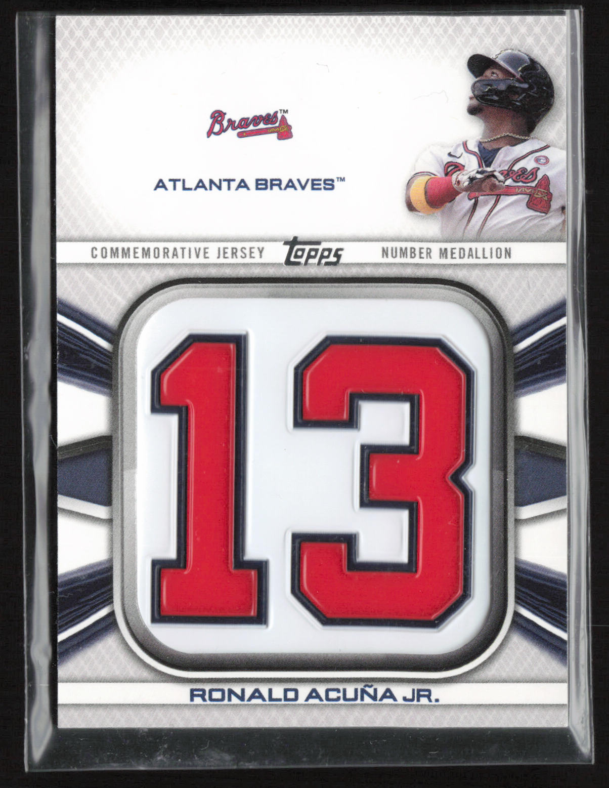 2022 Topps #JNM-RA Ronald Acuña Jr. Player Jersey Number Medallion