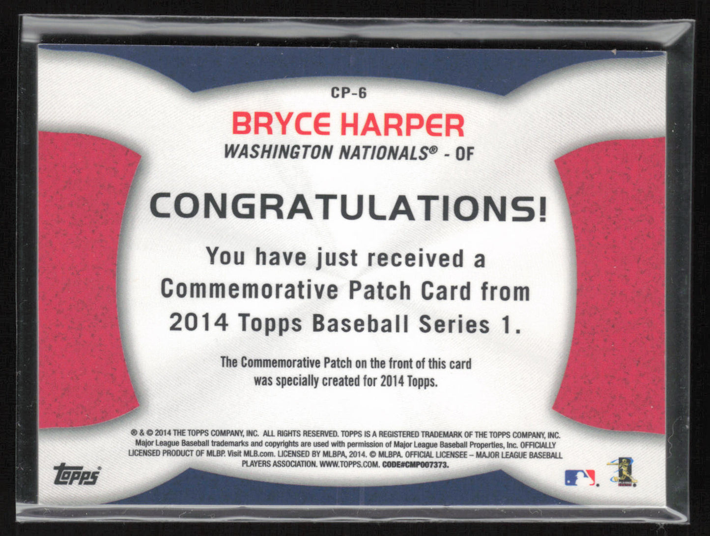 2014 Topps #CP-6 Bryce Harper Commemorative Patches