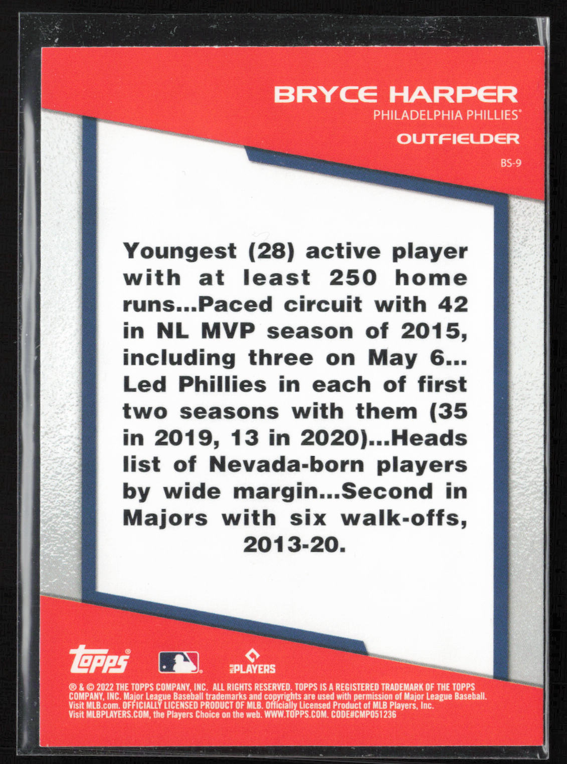 2022 Topps Opening Day #BS-9 Bryce Harper Bomb Squad