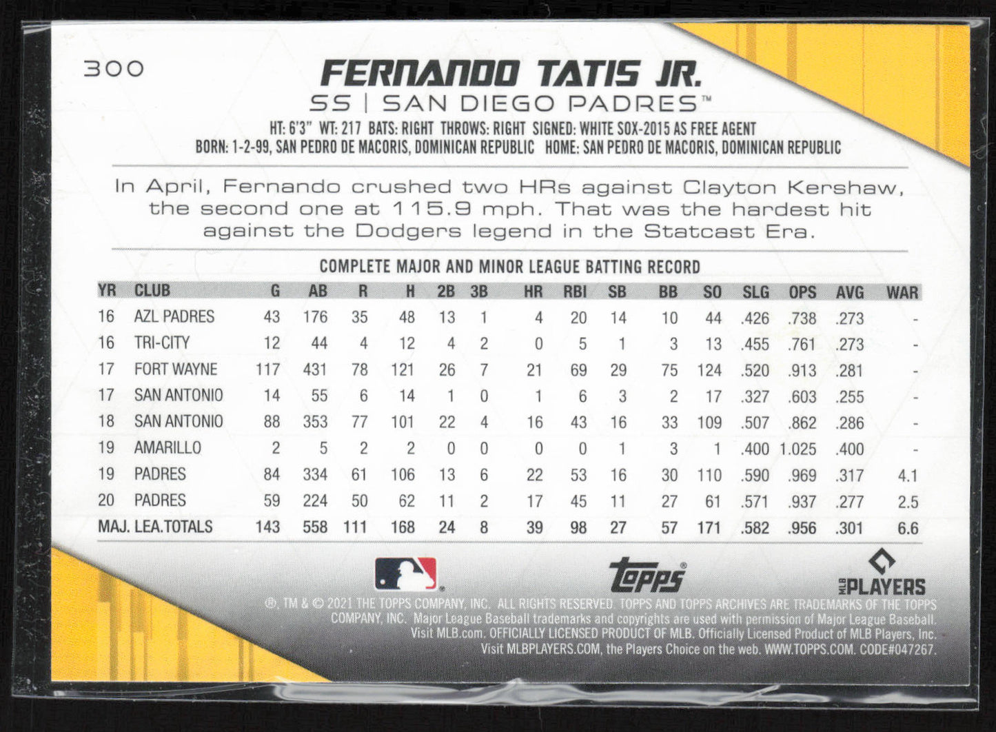 2021 Topps Archives #300 Fernando Tatis Jr.