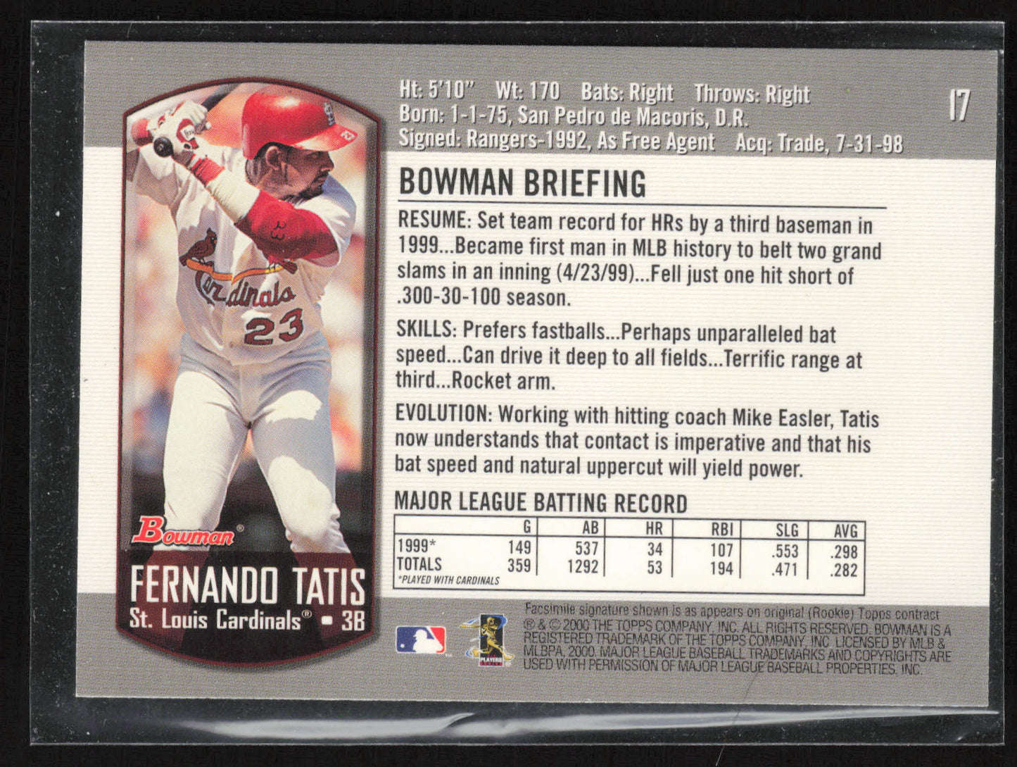 2000 Bowman #17 Fernando Tatis