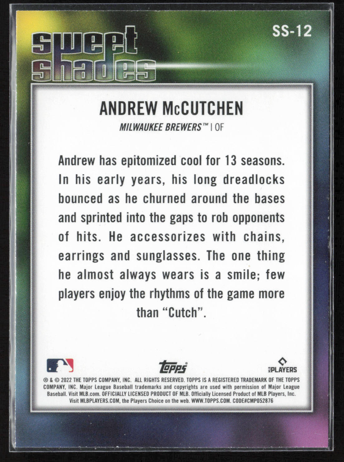 2022 Topps #SS-12 Andrew McCutchen Sweet Shades