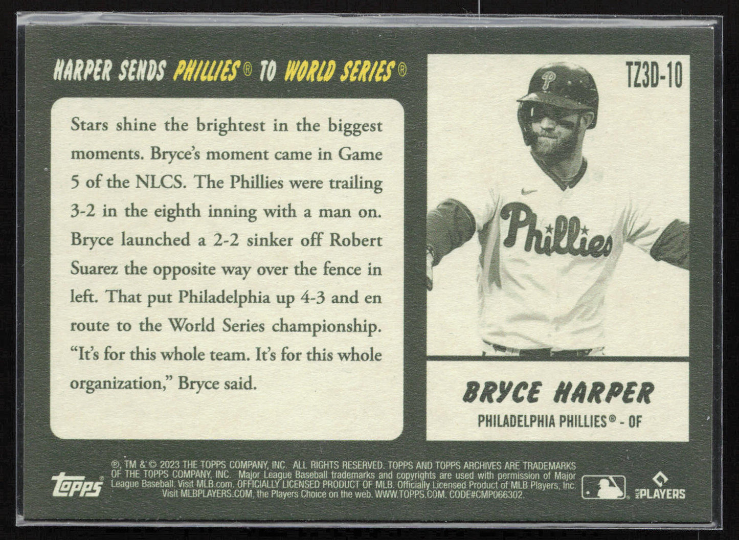 2023 Topps Archives #TZ3D-10 Bryce Harper 1954 Topps Tarzan 3D