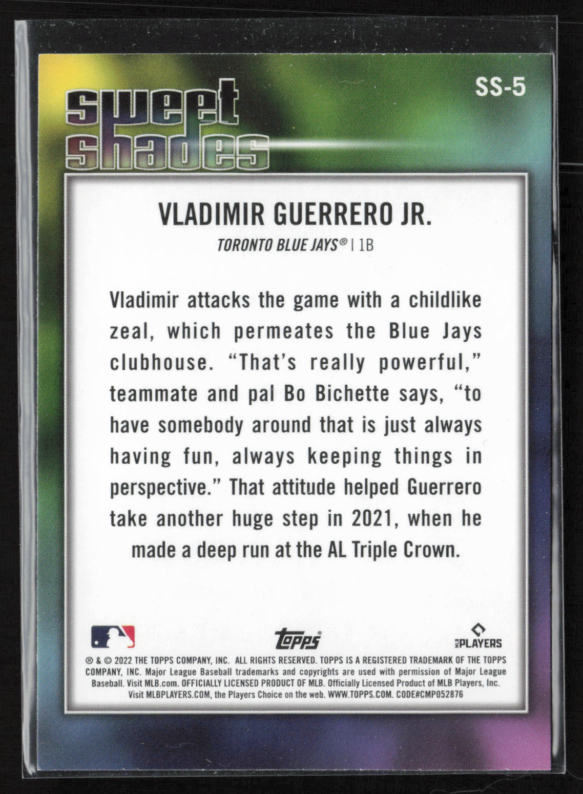 2022 Topps #SS-5 Vladimir Guerrero Sweet Shades