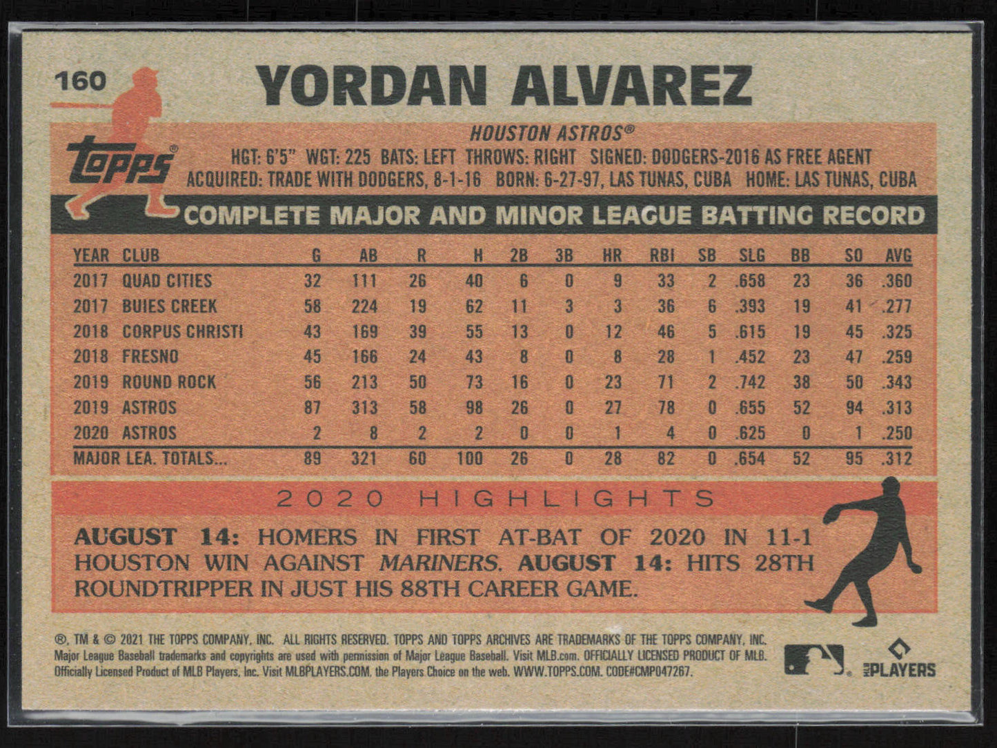 2021 Topps Archives #160 Yordan Alvarez