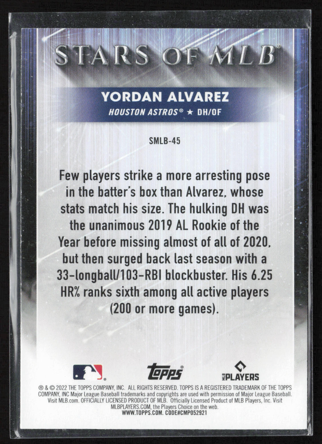 2022 Topps #SMLB-45 Yordan Alvarez Stars of MLB