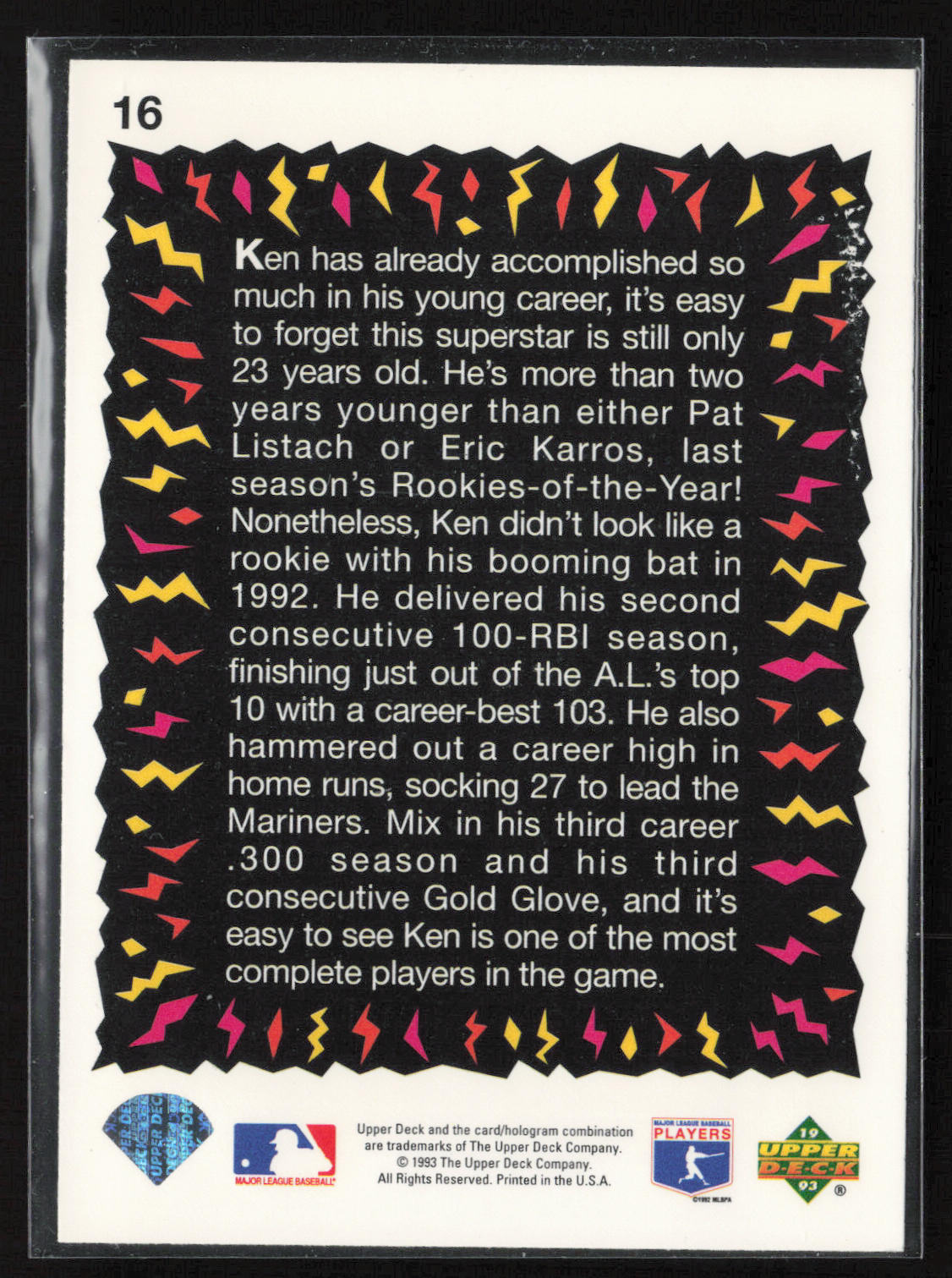 1993 Upper Deck Fun Pack #16 Ken Griffey Jr.