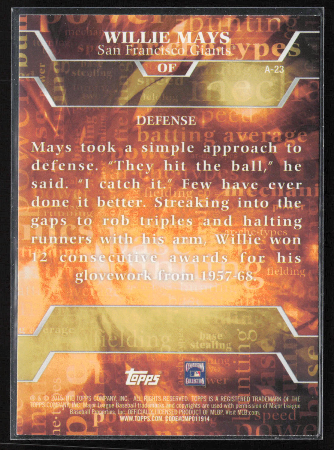 2015 Topps #A-23 Willie Mays Archetypes