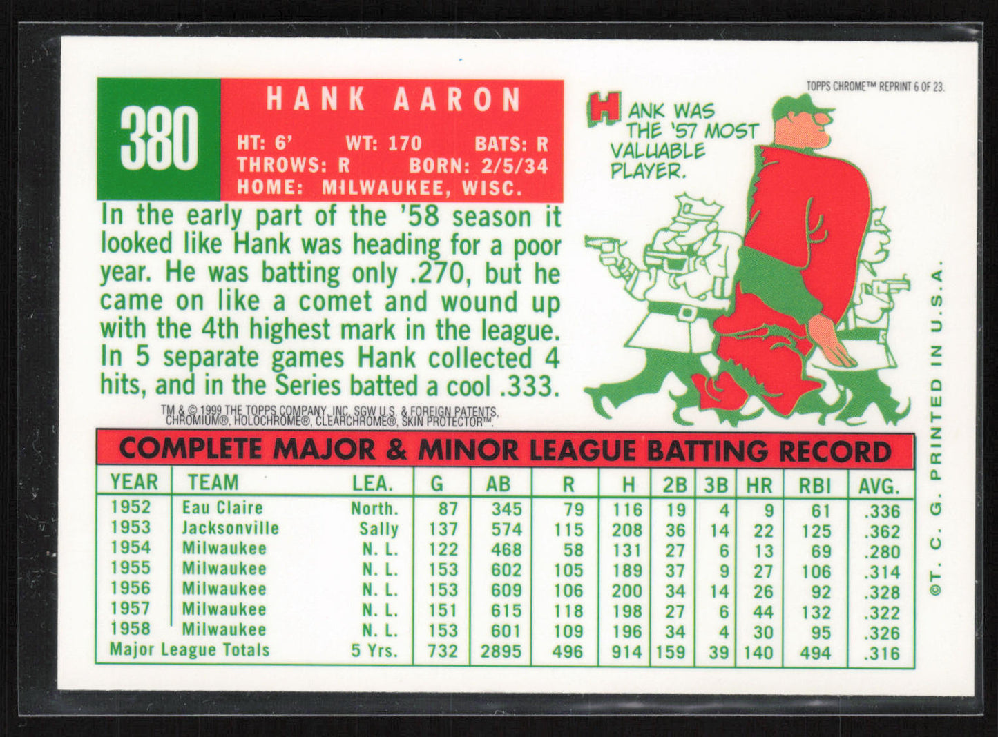 2000 Topps #6 Hank Aaron Hank Aaron Chrome