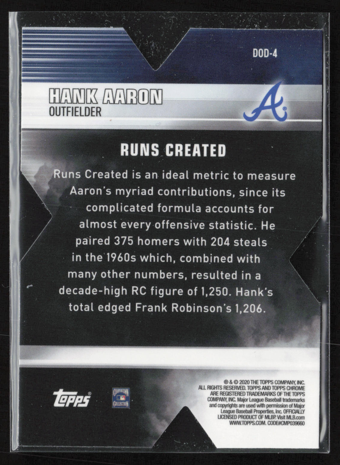 2020 Topps Chrome #DOD-4 Hank Aaron Decade of Dominance Die Cut
