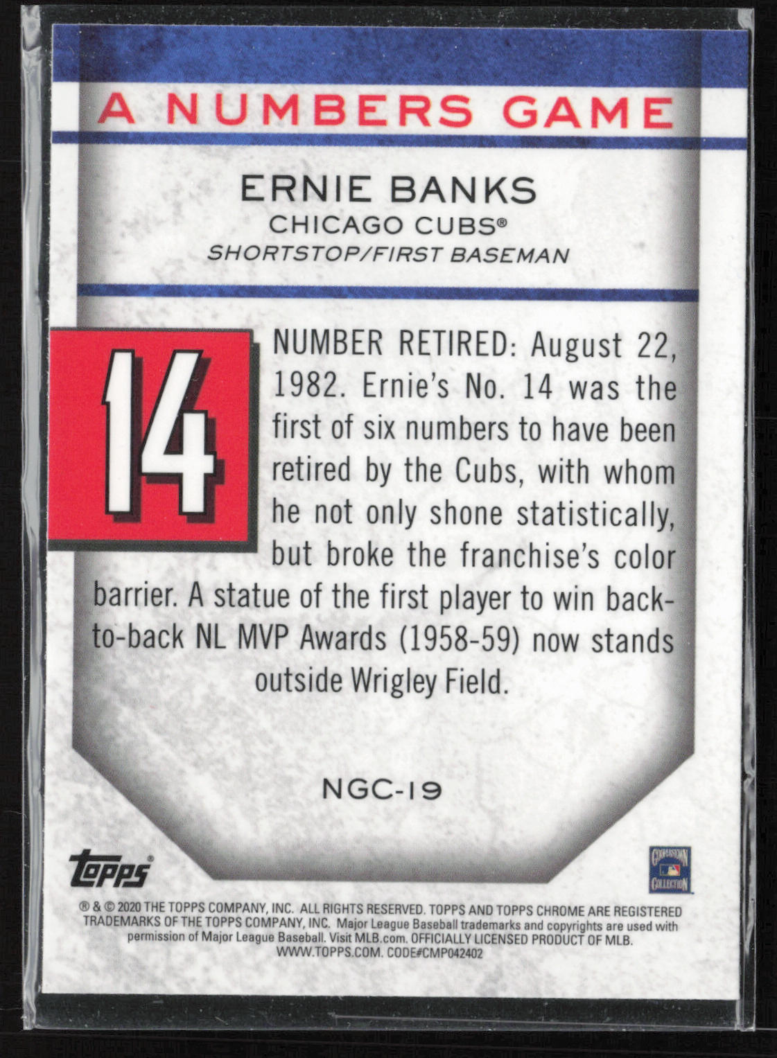 2020 Topps Chrome Update #NGC-19 Ernie Banks A Numbers Game