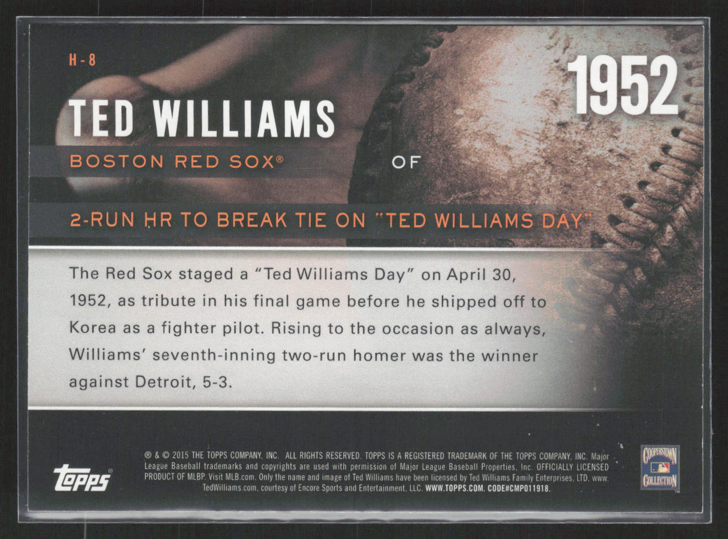 2015 Topps #H-8 Ted Williams Highlight of the Year