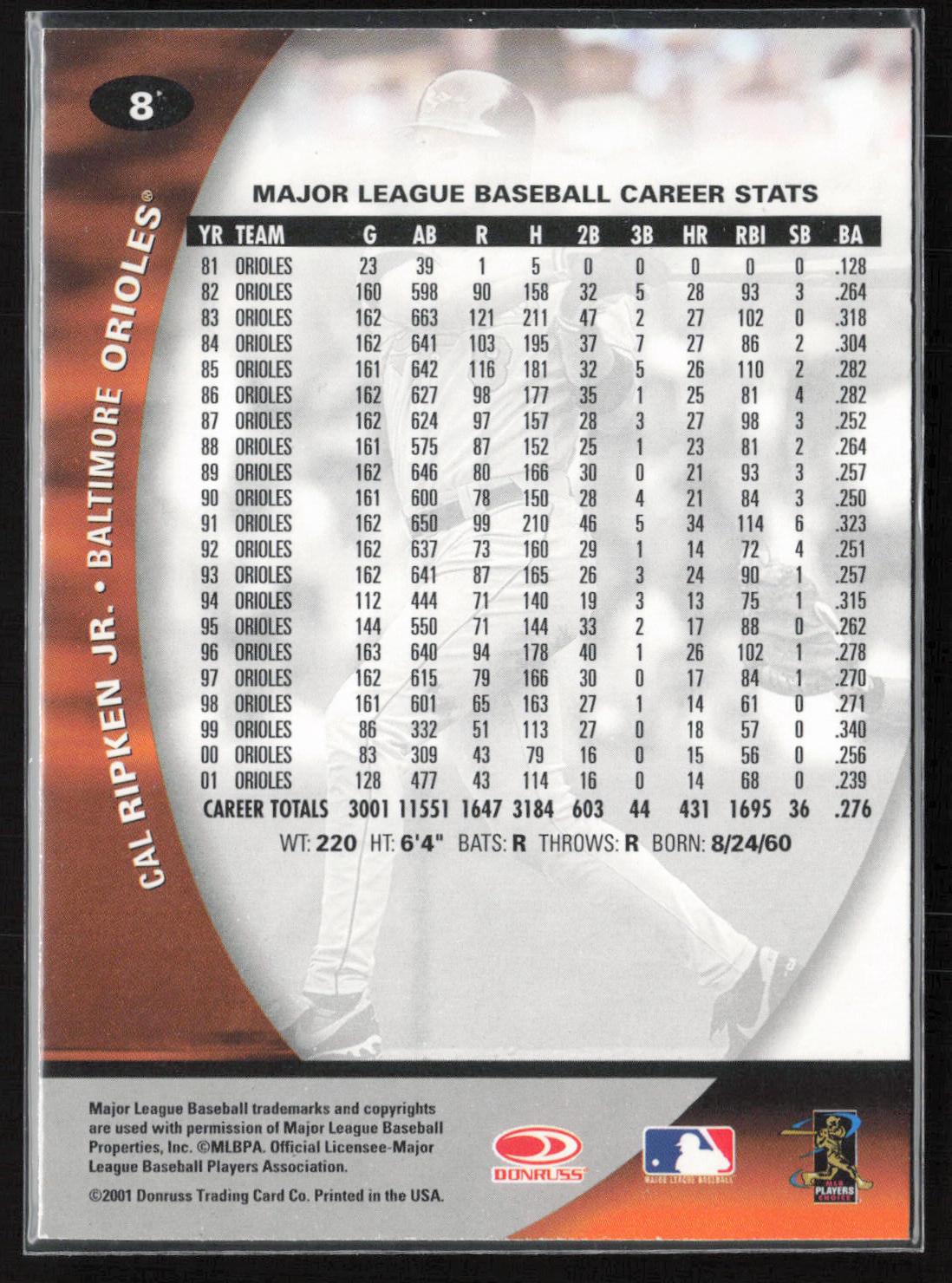 2001 Donruss Class of 2001 #8 Cal Ripken Jr.