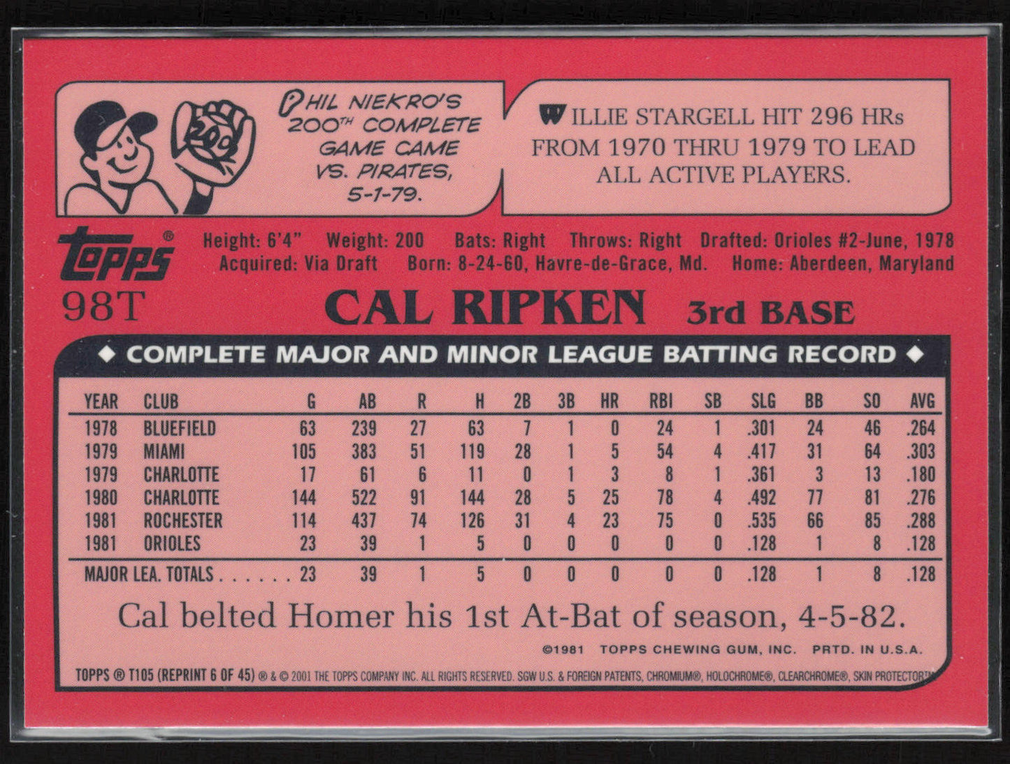 2001 Topps Traded & Rookies #T105 Cal Ripken Jr. Chrome