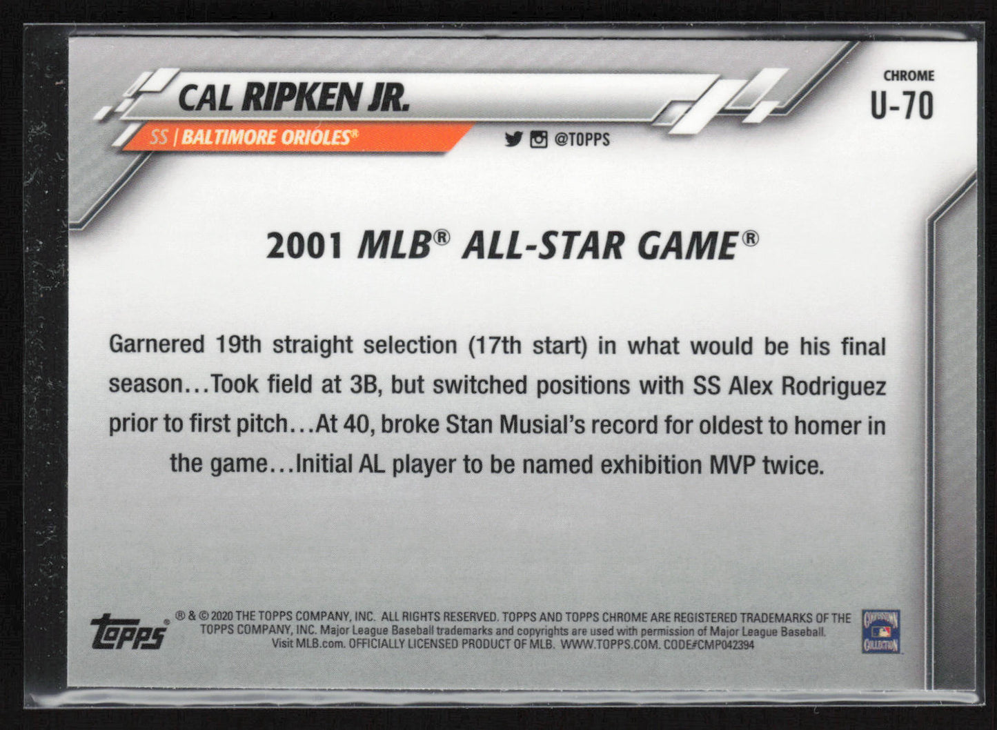 2020 Topps Chrome Update #U-70 Cal Ripken Jr.