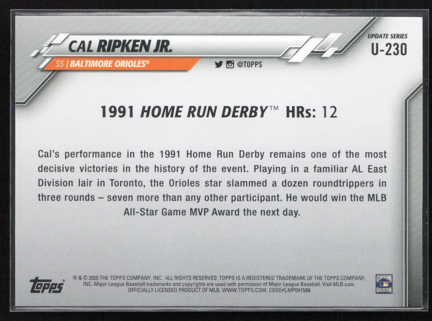 2020 Topps Update #U-230 Cal Ripken Jr.