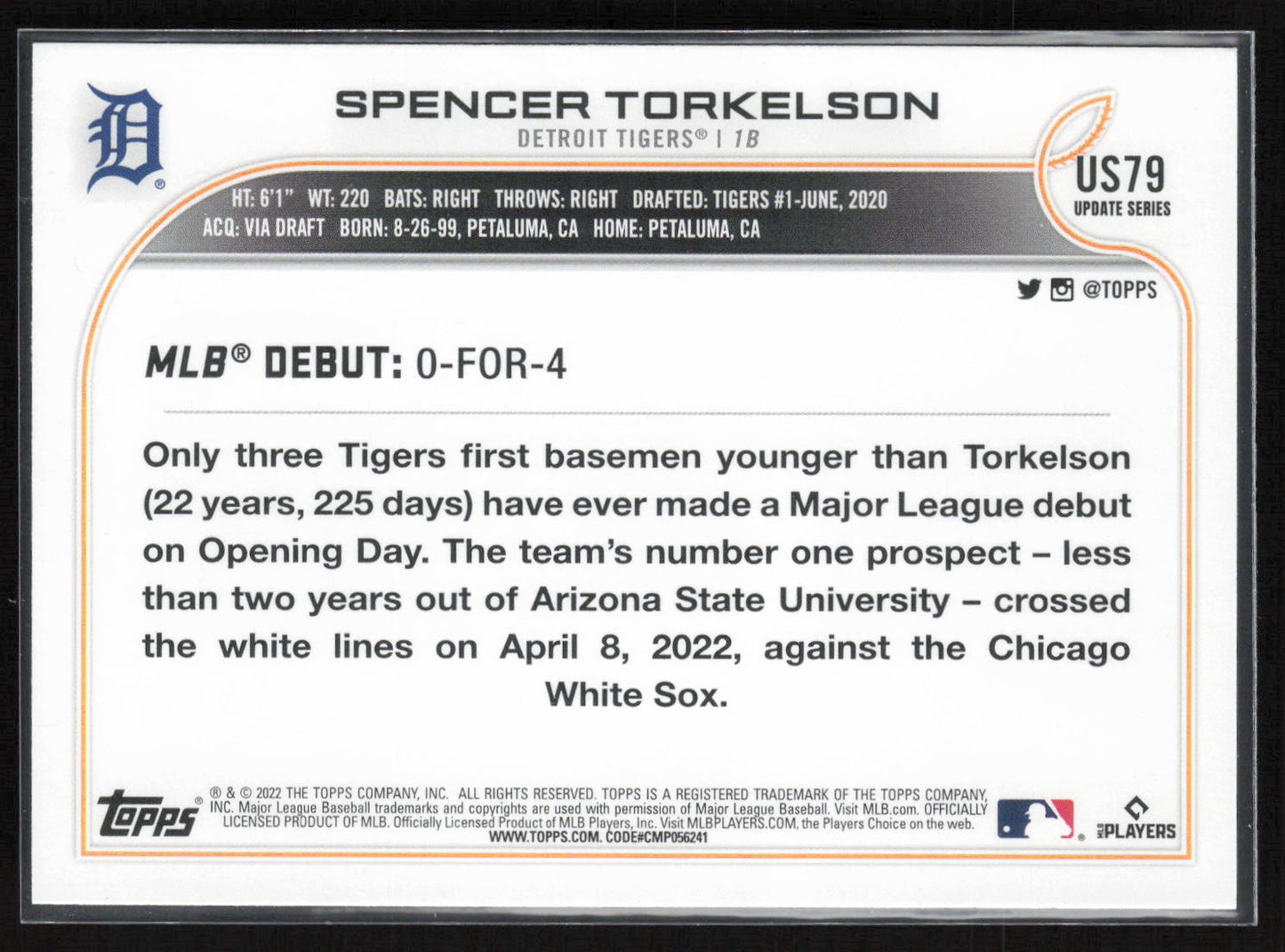 2022 Topps Update #US79 Spencer Torkelson