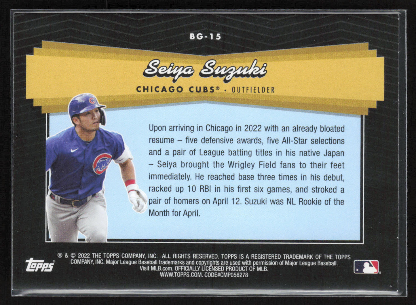 2022 Topps Update #BG-15 Seiya Suzuki Topps Black Gold