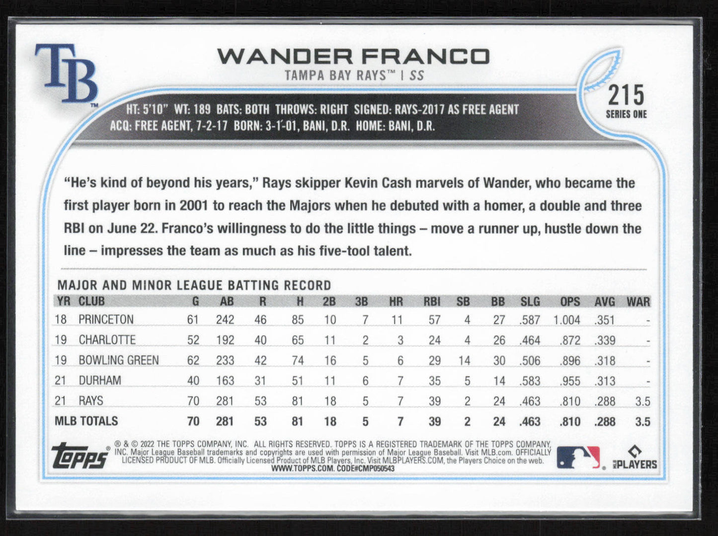 2022 Topps UK Edition #100 Wander Franco