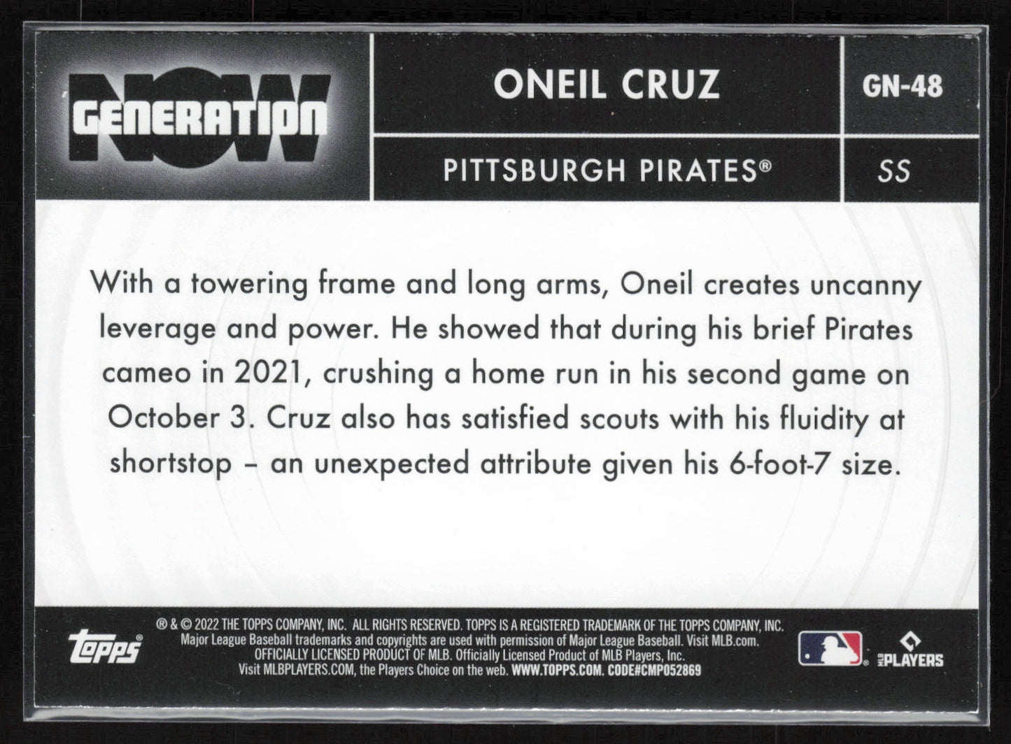 2022 Topps #GN-48 Oneil Cruz Generation Now
