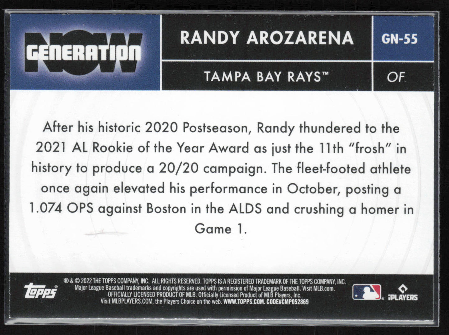 2022 Topps #GN-55 Randy Arozarena Generation Now