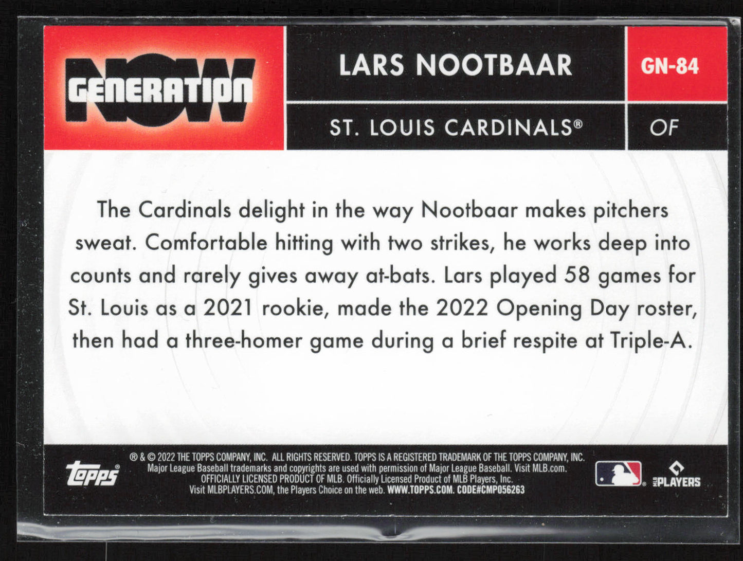 2022 Topps Update #GN-84 Lars Nootbaar Generation Now