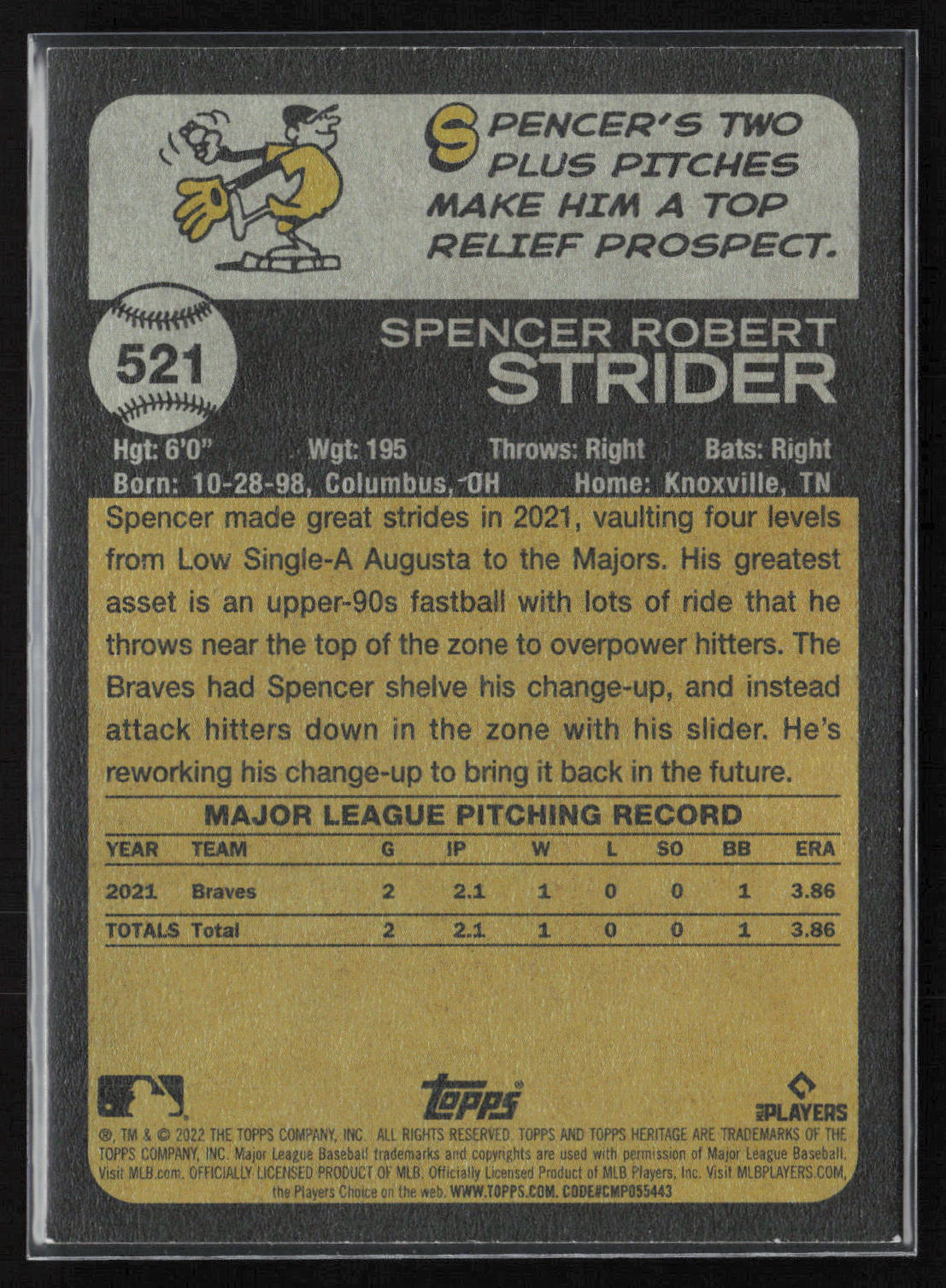 2022 Topps Heritage #521 Spencer Strider