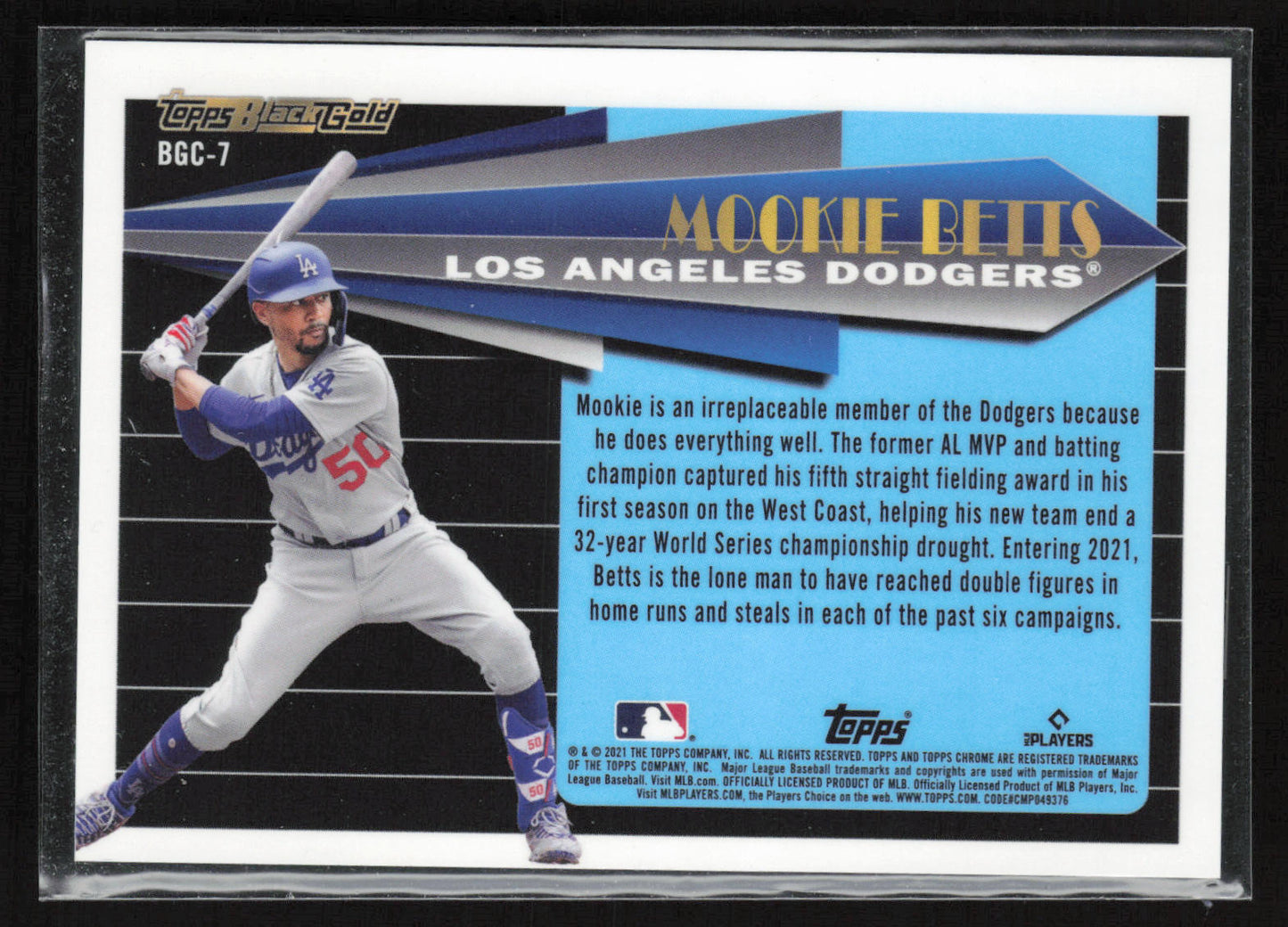 2021 Topps Update #BG-7 Mookie Betts Topps Black Gold