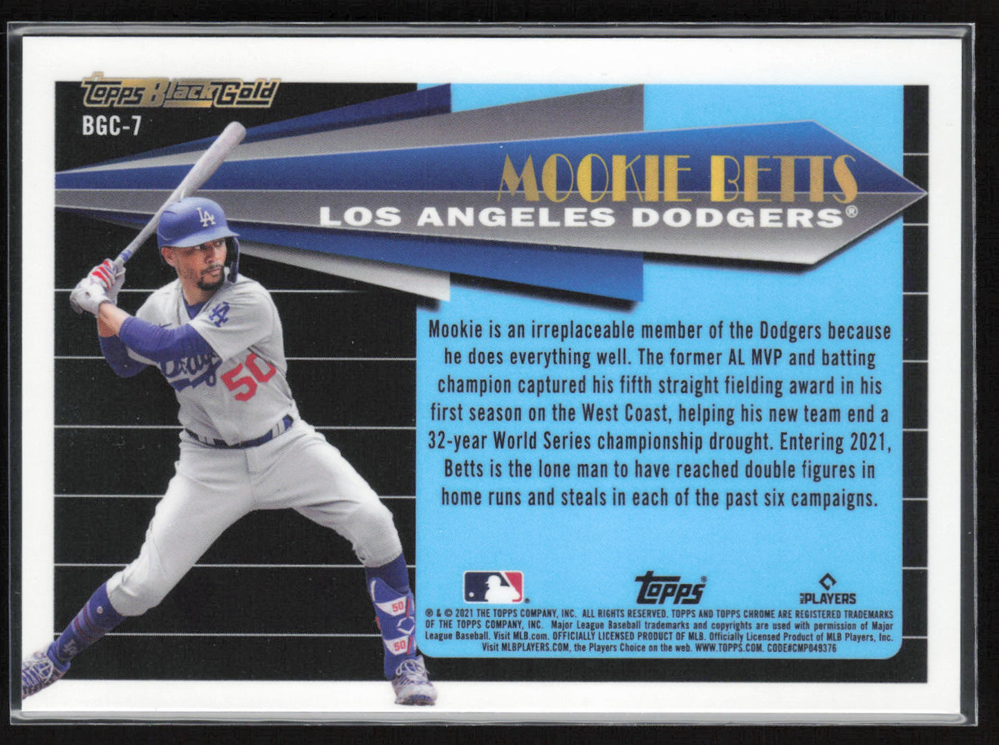 2021 Topps Update #BG-7 Mookie Betts Topps Black Gold