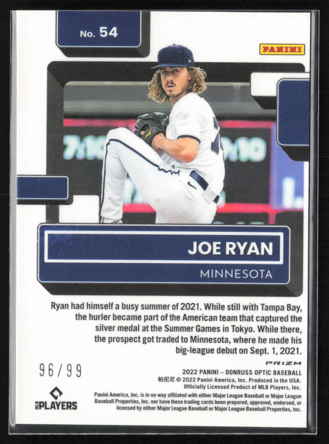 2022 Donruss Optic #54 Joe Ryan Red Dragon Prizm #96 of 99