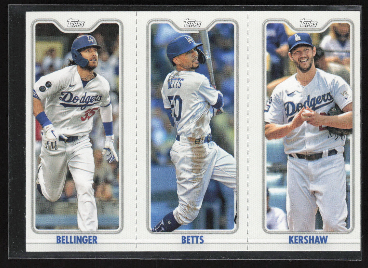 2022 Topps Opening Day #TPC-3A-3C Bellinger / Betts / Kershaw Triple Play