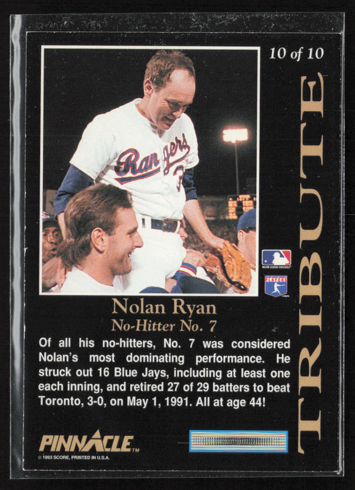 1993 Pinnacle #10 Nolan Ryan Tribute
