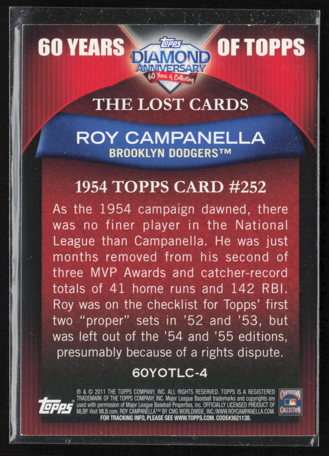 2011 Topps #60YOTLC-4 Roy Campanella 60 Years of Topps: The Lost Cards