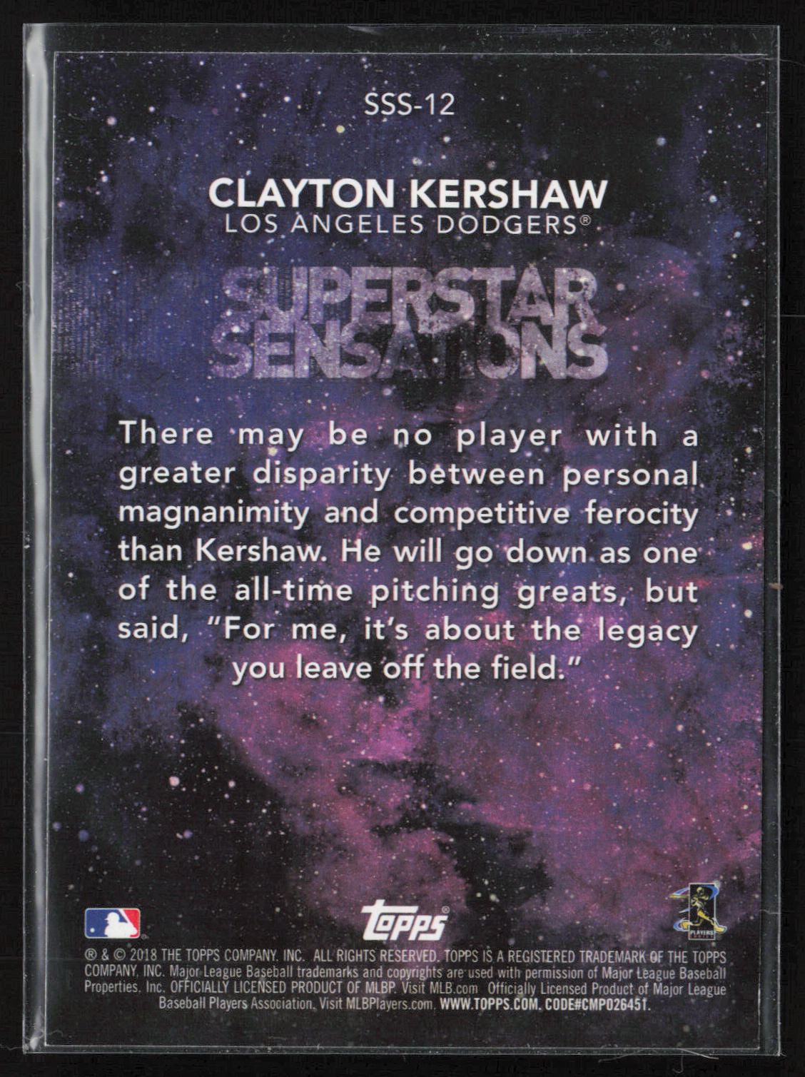 2018 Topps #SSS-12 Clayton Kershaw Superstar Sensations